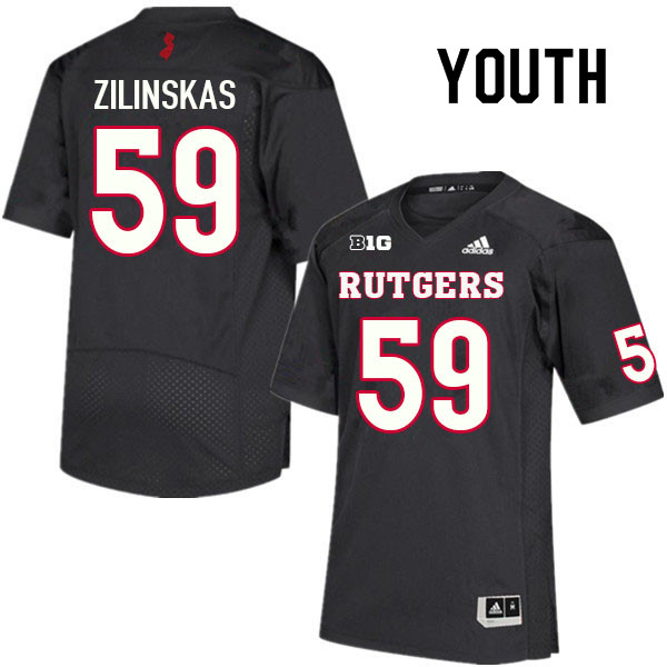 Youth #59 Gus Zilinskas Rutgers Scarlet Knights College Football Jerseys Sale-Black